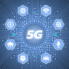 5G - 5th Generation Wireless Systems. Infographical template on the theme of 'Wireless Technologies / Mobile Networks'.