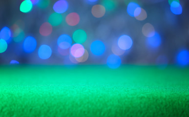 Surface of green gambling table in casino