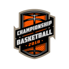 Championship basketball, sports logo emblem.