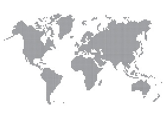 Fototapeta na wymiar World map created from dots. Vector illustration