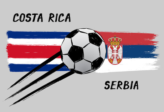 Flags of Costa Rica and Serbia - Icon for football championship - Grunge