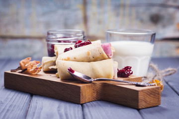 pancakes with cherry jam
