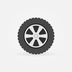 Fototapeta premium Flat wheel icon - vector simple symbol or design element