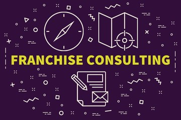 Conceptual business illustration with the words franchise consulting