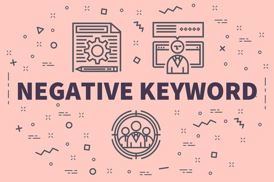 Conceptual business illustration with the words negative keyword