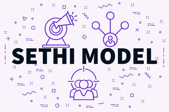 Conceptual business illustration with the words sethi model