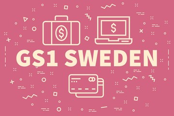 Conceptual business illustration with the words gs1 sweden
