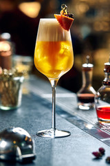 Rosemary cocktail - golden rum, rosemary, fruits juice and syrup