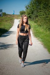 sports girl blonde on the run