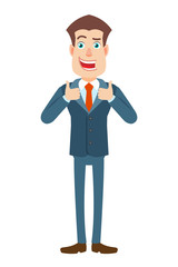 Businessman showing thumb up