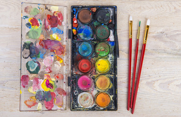 Naklejka premium Set of messy watercolor paints 