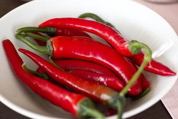Red hot chili pepper close-up. Selective focus