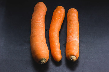 Carrots on a black background