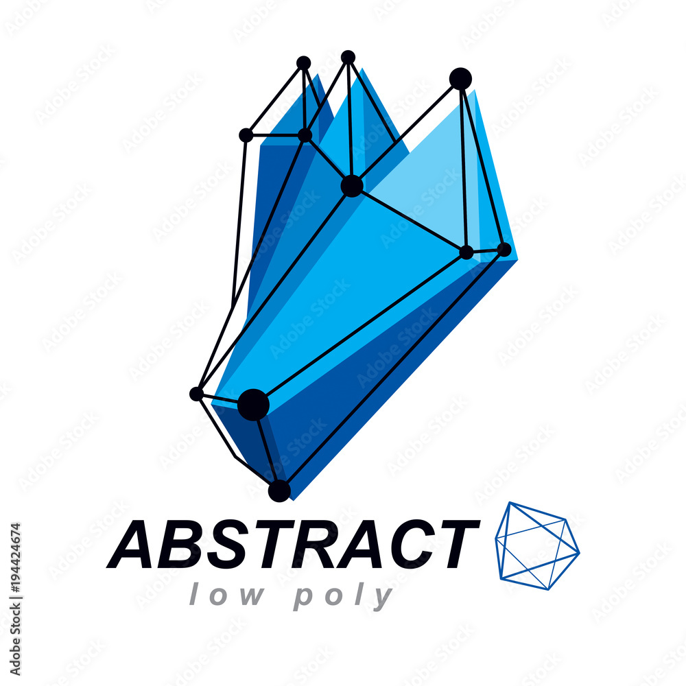 Aufkleber abstract vector 3d geometric low poly object. technology and science conceptual logo.