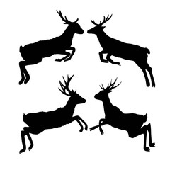 silhouette deer with great antler/animal/ vector illustration