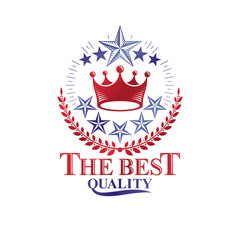 Royal Crown emblem. Heraldic vector design element. Retro style label, heraldry logo. Antique logotype isolated on white background.