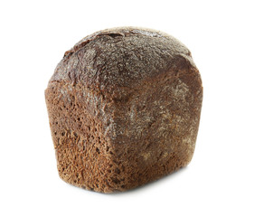 Loaf of freshly baked bread on white background