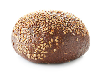 Tasty bun on white background. Freshly baked bread products