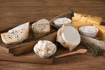 Fresh dairy products on table