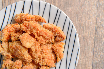 Home Made Taiwaness Fried Popcorn Chicken Delicious Food, Place for Text,   Late-night Supper in Night Market, Top View