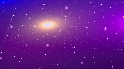 Obraz premium Dark Violet Cyberspace with Spotted Lines