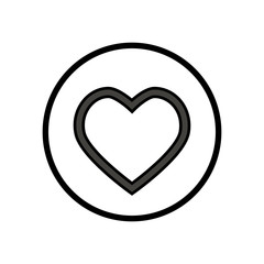 Like emoji, Vector flat heart icon in circle.  heart icon for print and web. Simple shape. Graphic design element, icon logo. Vector illustration.