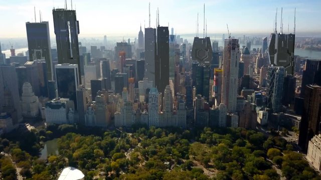 Sci Fi Futuristic Manhattan Buildings 4k