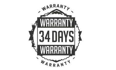 34 days warranty icon vintage rubber stamp guarantee