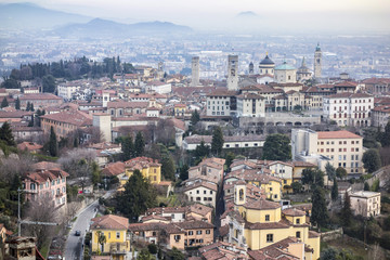Fototapeta na wymiar General city view of medieval area, Citta Alta, Bergamo,Lombardy,Italy.