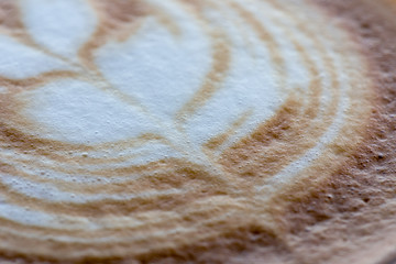 Backgrouds of latte coffee on table.