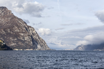 Fototapeta na wymiar Lake Como view from city of Lecco, Italy.