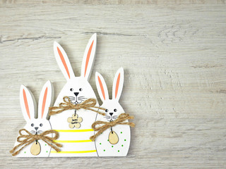 Bunny on wooden background for easter