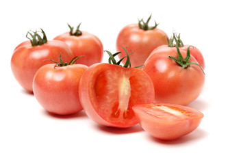 Fresh tomatoes isolated on white