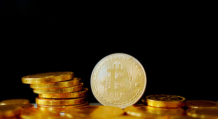 Bitcoin symbol on black background