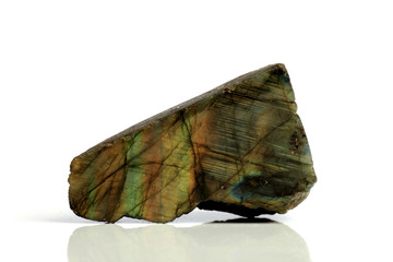 Set Rock stone with names, isolated on a white background with shadow,  beautiful lighting, reflections. Labradorite, Labrador. © StarlingRu