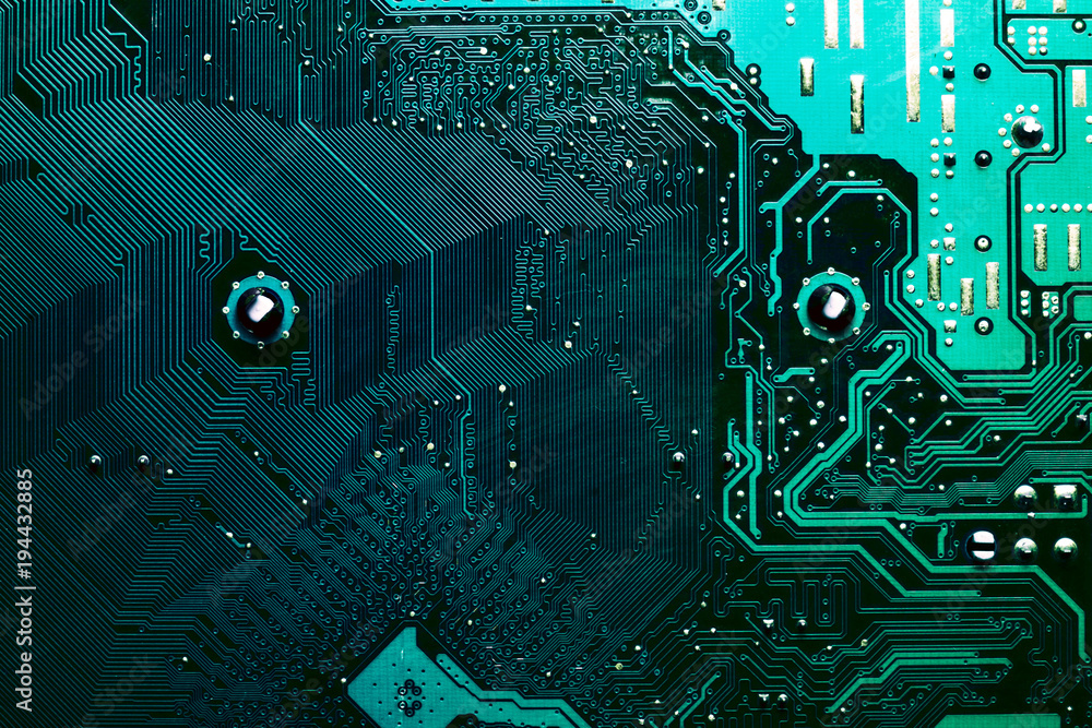 Poster close up of a printed green computer circuit board
