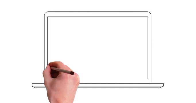 hand drawning laptop computer whiteboard animation template for custom app application opening screen