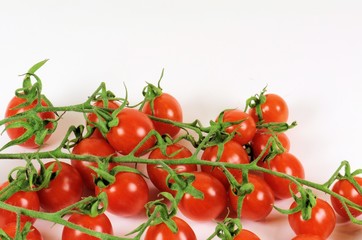 Group of traditional Italian tomatoes pachino on white background.