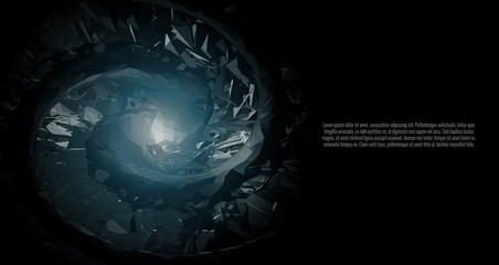 Abstract polygonal spiral on dark BG with space © jolygon