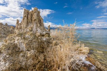 Mounds of the natural formation of tufa (calcium carbonate) at Mono Lake in California, USA.