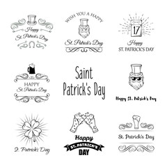 Saint patrick s Day cartoon icon illustration set. Vector.