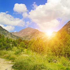 Beautiful mountain landscape and sunrise.