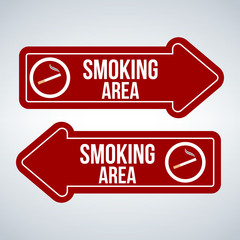 Smoking Area Arrow Sign. Vector Illustration isolated on white.