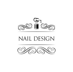 Nail art studio. Template for logo. Nail polish icon. Vector illustration.