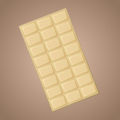 Vector realistic delicious white chocolate isolated on brown background