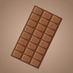 Vector realistic delicious milk chocolate isolated on brown background