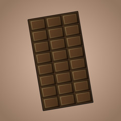 Vector delicious realistic dark chocolate isolated on brown background