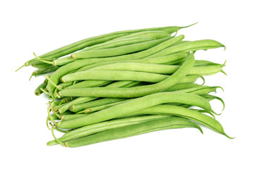 Bundle of fresh green beans isolated on white