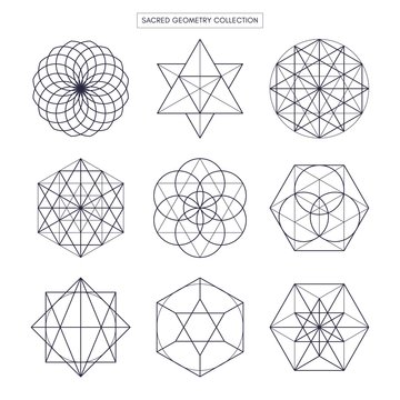 Sacred geometry. Original outline vector (non expanded outline). White background.