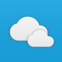 Two clouds with shadow in the sky vector icon.